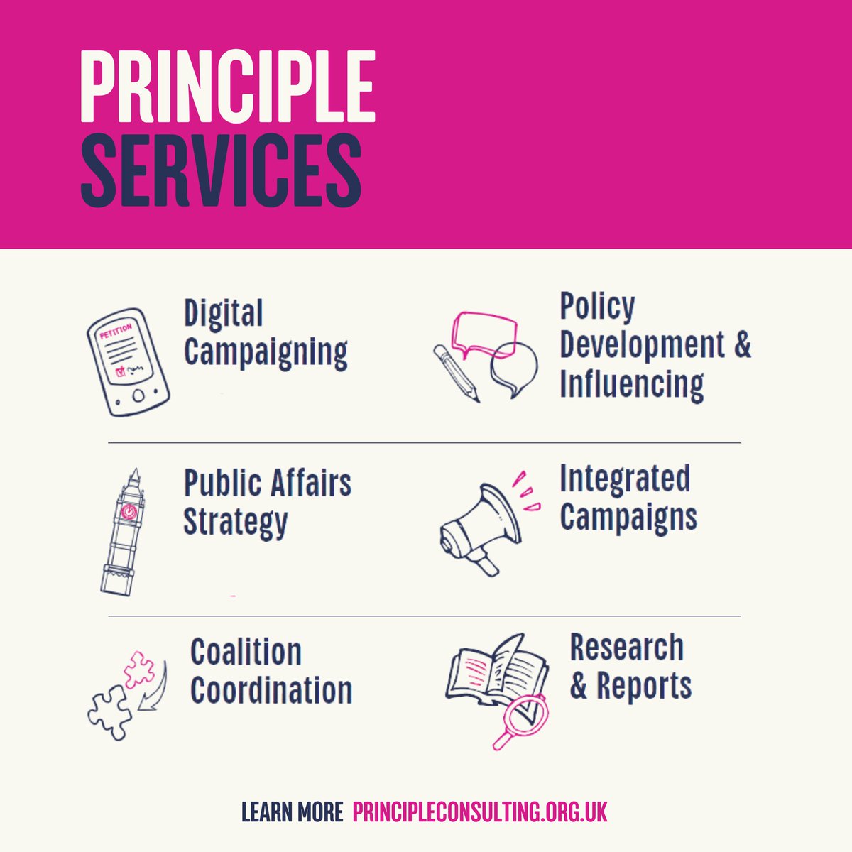 Principle (@principletweets) on Twitter photo From digital campaigning to public affairs strategy, here’s a reminder of what we do at Principle.
We help charities cut through the noise with the right mix of tools and strategies.
Get in touch to explore how we can help your charity achieve its goals & create lasting change. From digital campaigning to public affairs strategy, here’s a reminder of what we do at Principle.
We help charities cut through the noise with the right mix of tools and strategies.
Get in touch to explore how we can help your charity achieve its goals & create lasting change.