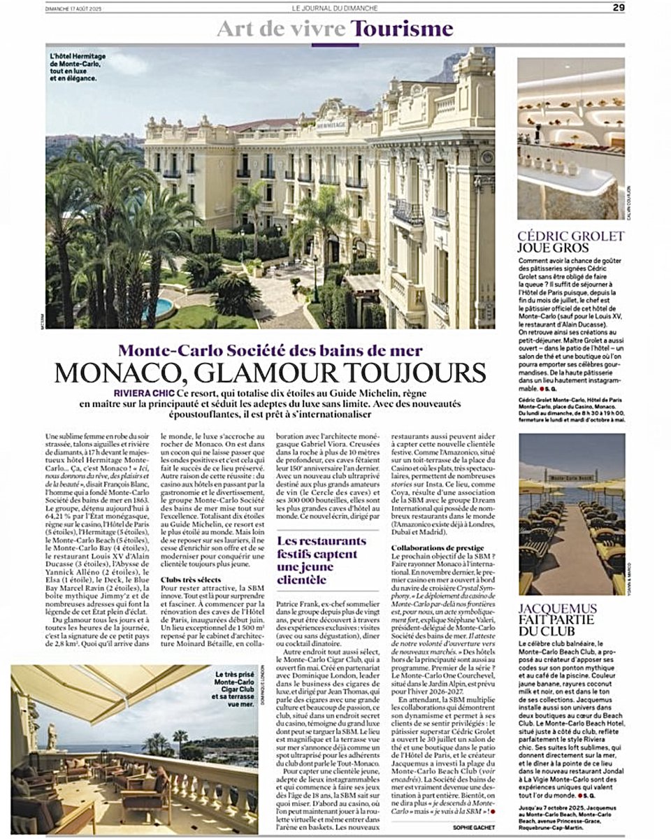 Je vous partage un très bel article sur notre groupe <a href="/MonteCarloSBM/">Monte-Carlo Société des Bains de Mer</a>, paru le dimanche 17 août, dans <a href="/leJDD/">Le JDD</a>. Très bonne lecture à toutes et à tous.