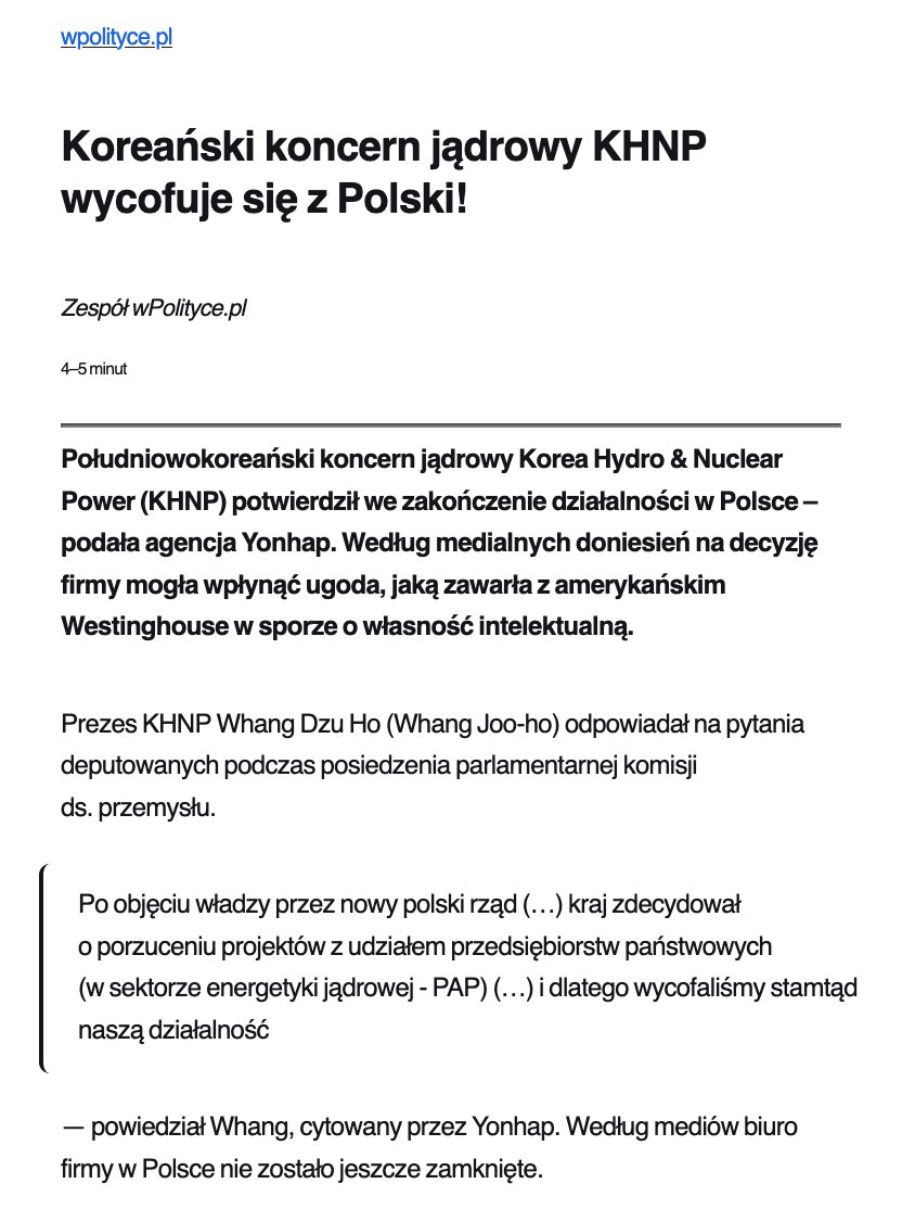 Sama Korea Południowa, która za PiS miała wybudować DRUGĄ elektrownię atomową, przyznała, że rząd Tuska wypierdzielił ich z Polski.

Kolejna niesamowita kompromitacja tych proniemieckich psubratów.