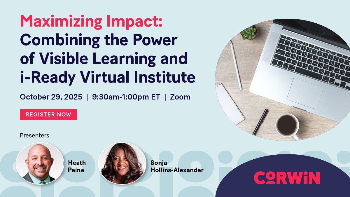 VisibleLearning's tweet image. Ready to lead with impact? Join the Maximizing Impact Virtual Institute to connect Visible Learning with i-Ready and make data-driven decisions with confidence.
💻 Register now: ow.ly/RrqP50WCbXK