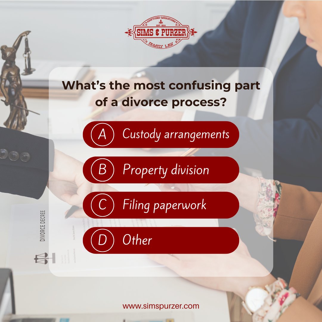 SimsPurzer's tweet image. Which part do you think trips people up the most? Share your thoughts and see what others are saying. 💬

#FamilyMatters #CustodyChallenges #LegalPaperwork #DivorceSupport #FamilyLaw #RelationshipTransitions #LegalGuidance #DivorcePoll #SimsPurzer #DivorceServices