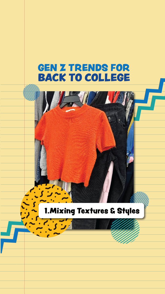 GoodwillINW's tweet image. Think fuzzy sweaters with sleek denim or vintage tees paired with chunky sneakers: your style, your rules. Ready to flex on campus? #GenZStyle