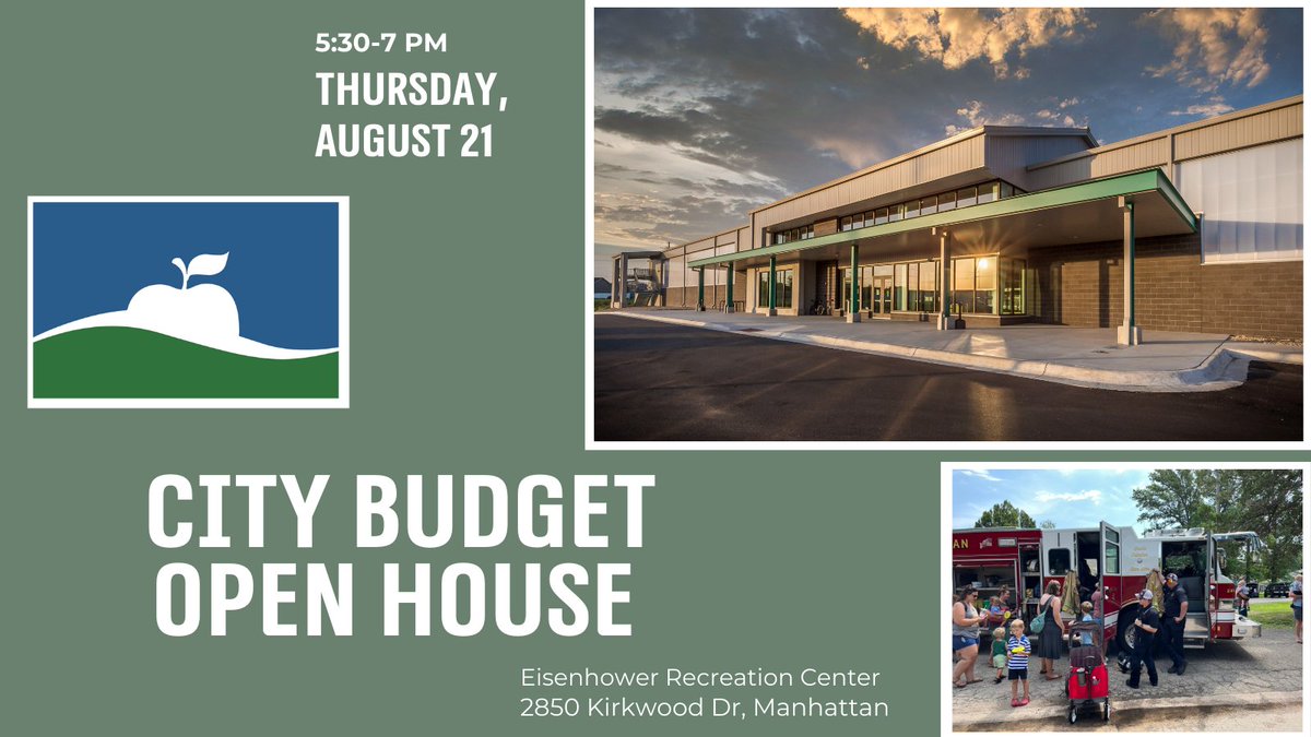 Explore your City budget at our free Open House event!

5:30-7 PM Aug 21, Eisenhower Rec Center, 2850 Kirkwood

See the numbers, ask questions, and check out City vehicles! #MHKBudgetOpenHouse #TouchATruck