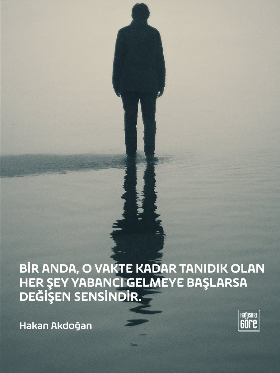KAFASINA GÖRE Dergi (@_kafasinagore) on Twitter photo Bir anda, o vakte kadar tanıdık olan her şey yabancı gelmeye başlarsa değişen sensindir. Parmak uçlarında kaybolur dokunuş, tendeki o tanıdık ısı yoktur artık.
#HakanAkdoğan
<a href="/_hakanakdogan/">Hakan Akdoğan</a>
#KafasınaGöreDergi #Temmuz - #Ağustos sayımızda yazdı! Bir anda, o vakte kadar tanıdık olan her şey yabancı gelmeye başlarsa değişen sensindir. Parmak uçlarında kaybolur dokunuş, tendeki o tanıdık ısı yoktur artık.
#HakanAkdoğan
<a href="/_hakanakdogan/">Hakan Akdoğan</a>
#KafasınaGöreDergi #Temmuz - #Ağustos sayımızda yazdı!