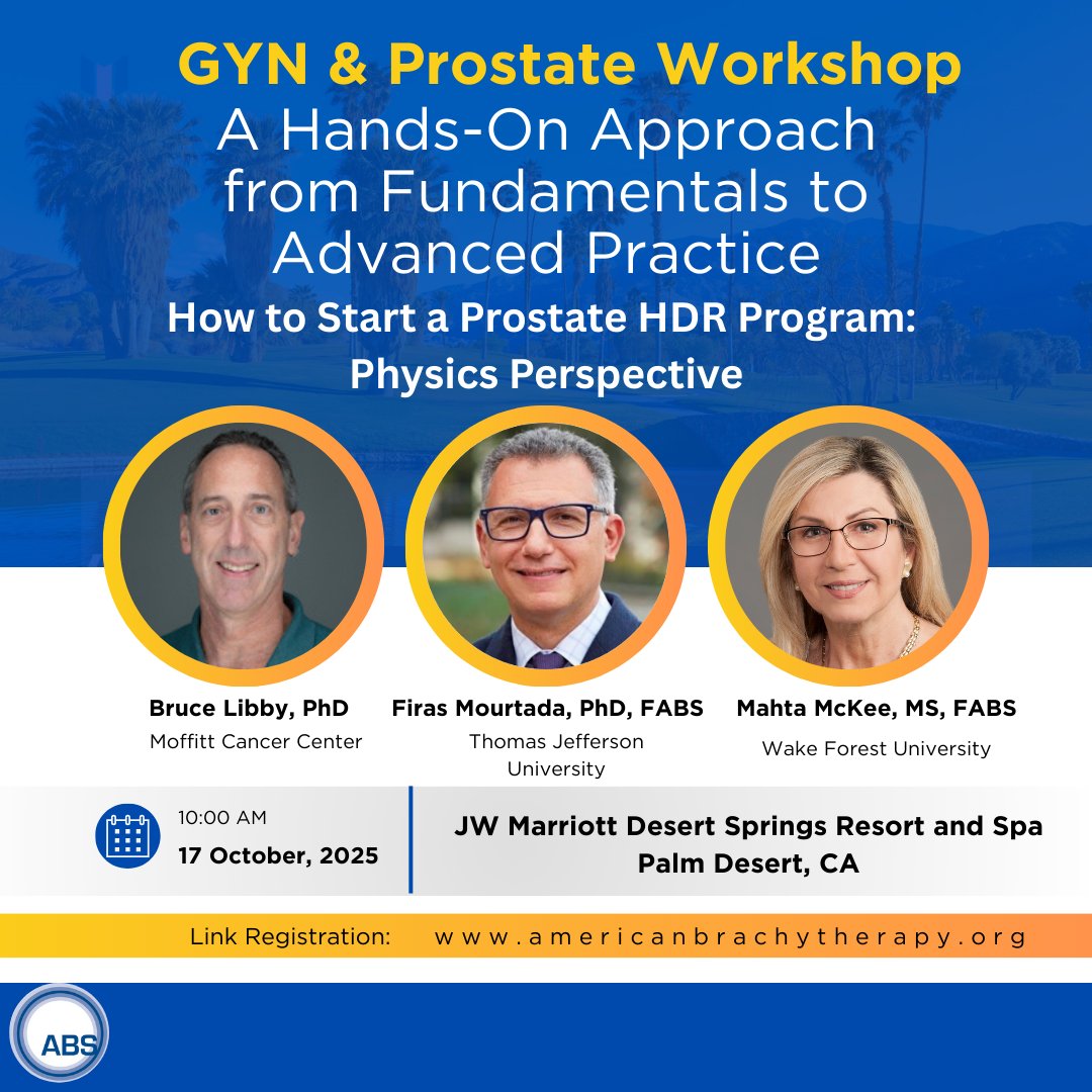 Join us in Palm Desert  for  How to Start a #Prostate  #brachy HDR Program: A #Physics Perspective. Join us for a deep dive into the physics foundations, planning essentials, &amp; practical insights to launch your HDR program with confidence. bit.ly/4m8vC4t #MedicalPhysics