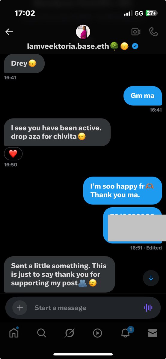 Drey👾 (@drey_thegeek) on Twitter photo Weekend has been secured🤭 all thanks to <a href="/iamveektoria_/">Iamveektoria.base.eth🌳🙂↔️</a> 🫶
Web 3 is turning into a blessing for me fr. 😆🥹
This is why it’s good to show up daily and leave the rest for God.
Thank you ma😁🫶🏽 Weekend has been secured🤭 all thanks to <a href="/iamveektoria_/">Iamveektoria.base.eth🌳🙂↔️</a> 🫶
Web 3 is turning into a blessing for me fr. 😆🥹
This is why it’s good to show up daily and leave the rest for God.
Thank you ma😁🫶🏽