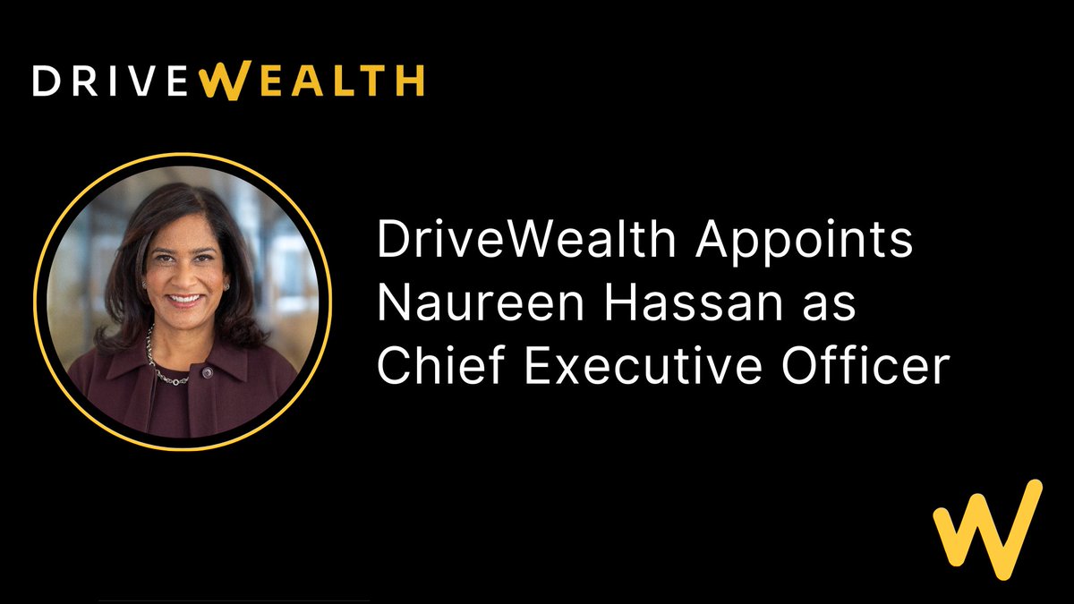 DriveWealth (@drivewealth) on Twitter photo Today marks the beginning of an exciting new chapter at <a href="/DriveWealth/">DriveWealth</a>. We’re pleased to announce the appointment of Naureen Hassan as CEO.
With decades of expertise in operational excellence, digital innovation and regulatory management across global banking and wealth Today marks the beginning of an exciting new chapter at <a href="/DriveWealth/">DriveWealth</a>. We’re pleased to announce the appointment of Naureen Hassan as CEO.
With decades of expertise in operational excellence, digital innovation and regulatory management across global banking and wealth