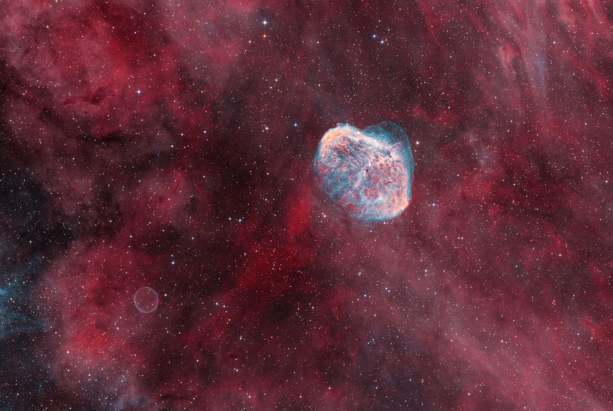 AstroBin.com (@astrobin_com) on Twitter photo Image of Crescent Nebula, shared on AstroBin by Mikolaj Wadowski, who used a telescope from AstroBin sponsor <a href="/TeleskopService/">Teleskop-Service Ransburg GmbH</a>: TS-Optics 200mm/8" ONTC f/4 Newtonian (carbon tube)
More: astrobin.info/ts-optics
Image: astrobin.com/r5md0f
Total integration: 42h 15′
Thanks!
S. Image of Crescent Nebula, shared on AstroBin by Mikolaj Wadowski, who used a telescope from AstroBin sponsor <a href="/TeleskopService/">Teleskop-Service Ransburg GmbH</a>: TS-Optics 200mm/8" ONTC f/4 Newtonian (carbon tube)
More: astrobin.info/ts-optics
Image: astrobin.com/r5md0f
Total integration: 42h 15′
Thanks!
S.