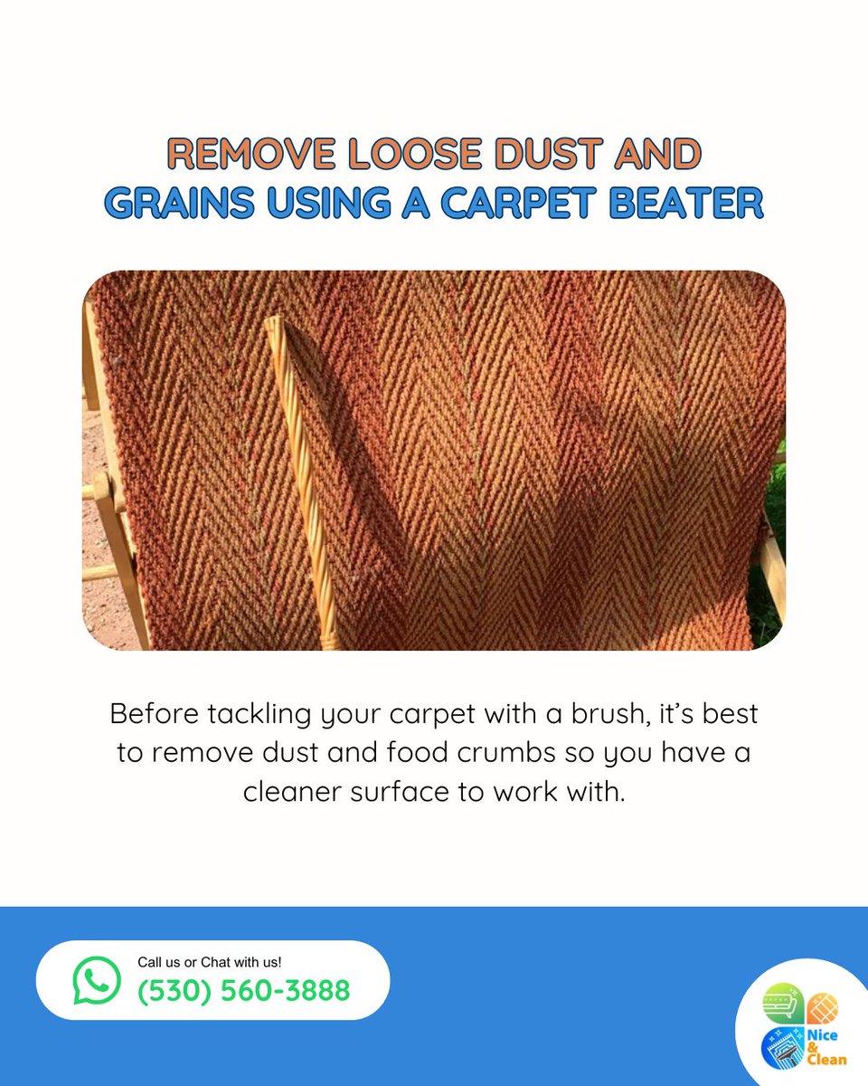 Before tackling your carpet with a brush, it’s best to remove dust and food crumbs so you have a cleaner surface to work with.

Call us or Chat with us on Whatsapp: (530) 560-3888 | (415) 941-8921
Visit: niceandcleans.com

#SanFrancisco  #cleaning