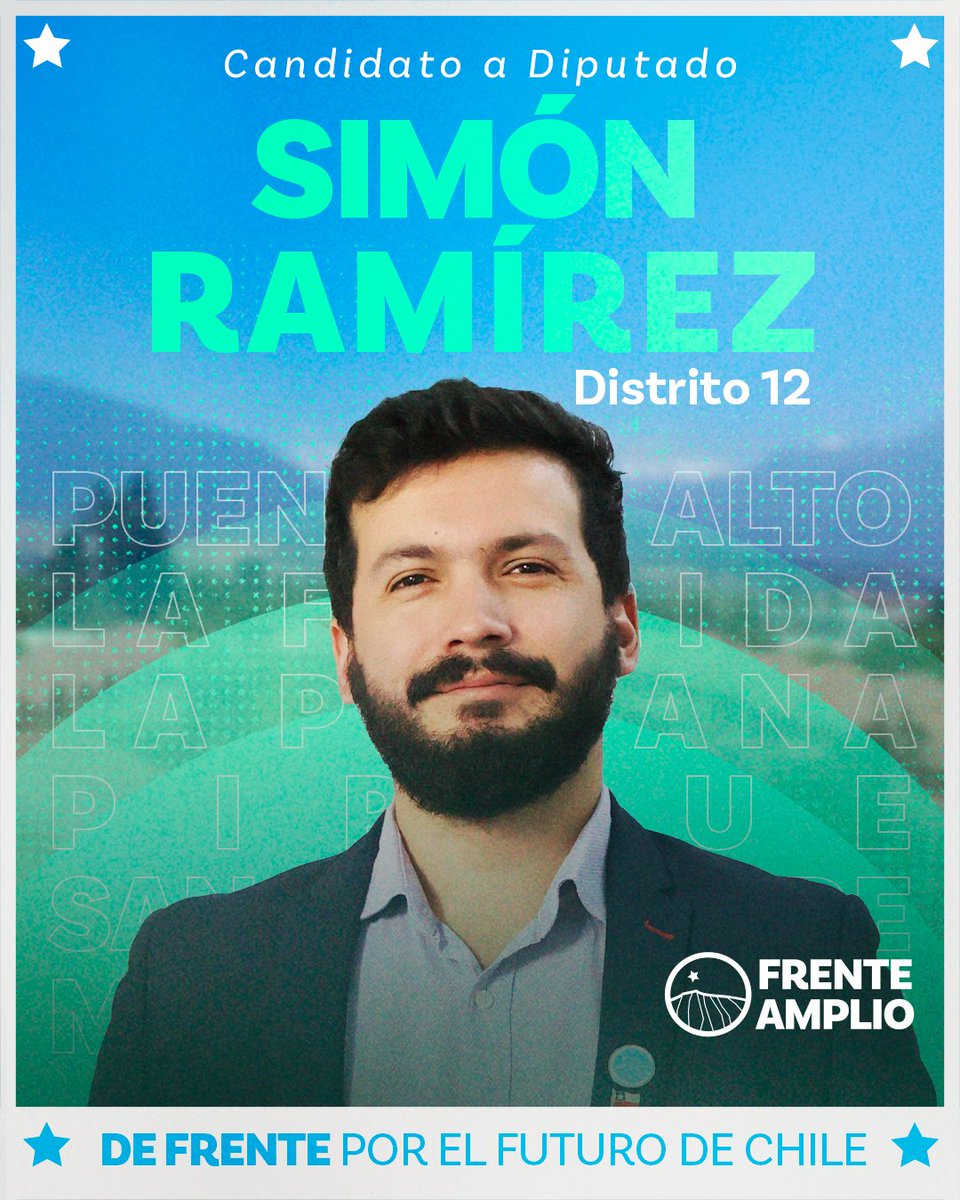 Frente Amplio Chile (@elfrente_amplio) on Twitter photo ¡El D12 tiene candidato!
Simón Ramírez da el paso con compromiso y amor por las comunas que marcaron su vida. Por más justicia, derechos y un Estado que esté donde más se necesita.
De frente al futuro ✨ <a href="/Simon_Ramirez/">Simón Ramírez</a> ¡El D12 tiene candidato!
Simón Ramírez da el paso con compromiso y amor por las comunas que marcaron su vida. Por más justicia, derechos y un Estado que esté donde más se necesita.
De frente al futuro ✨ <a href="/Simon_Ramirez/">Simón Ramírez</a>