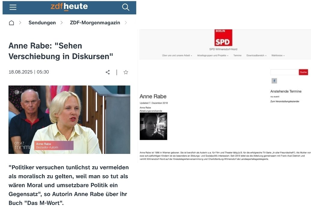 Die Autorin, die im Morgenmagazin zur Verschiebung von Diskursen interviewt wurde, ist bei der SPD. #OerrBlog