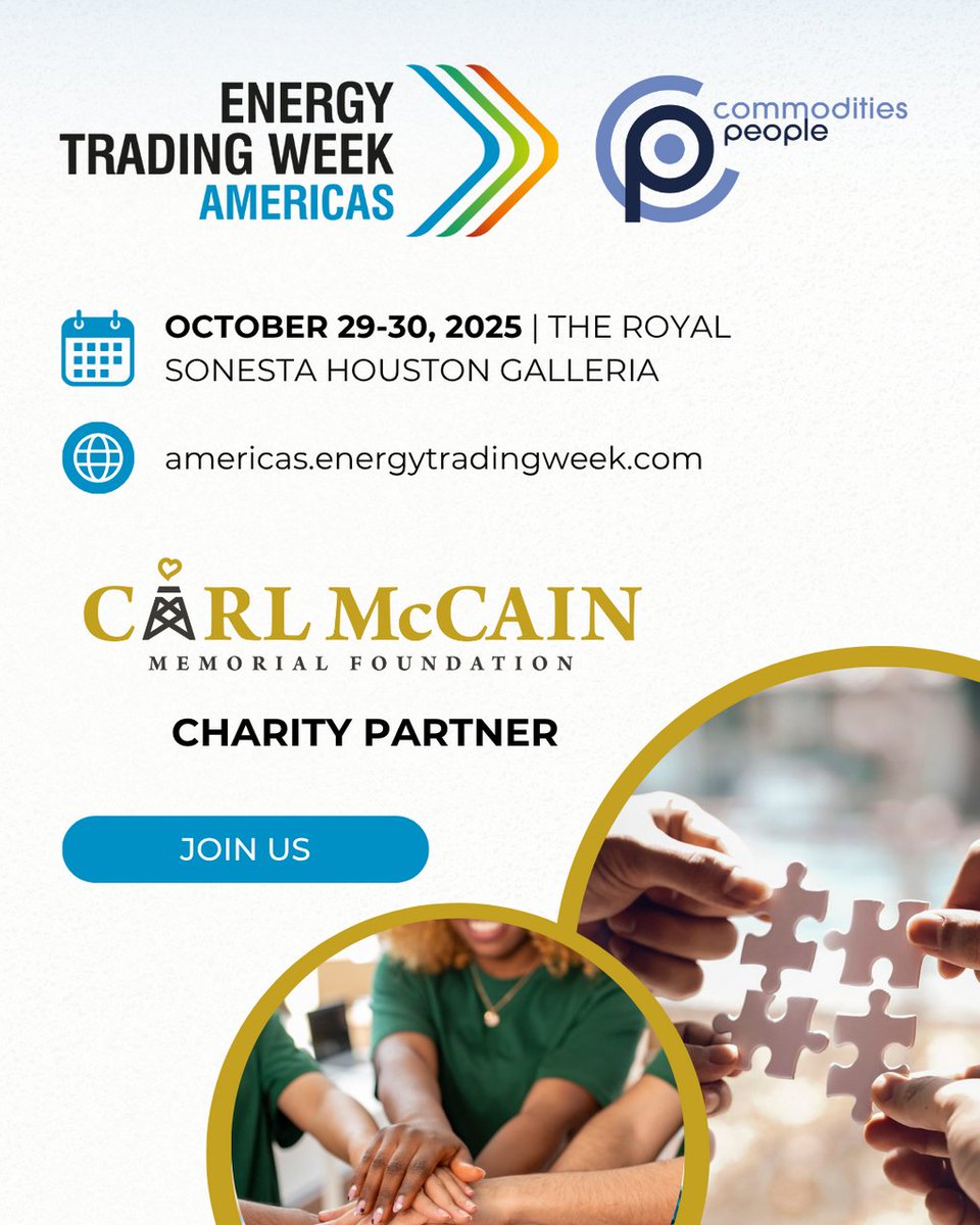 💙 Proud to continue our partnership with charity partner, the Carl McCain Foundation, at #ETWAmericas.

By joining us in Houston Oct 29–30, you’re supporting their mission to help energy families facing medical hardship. 🙏

americas.energytradingweek.com/carl-mccain-me…