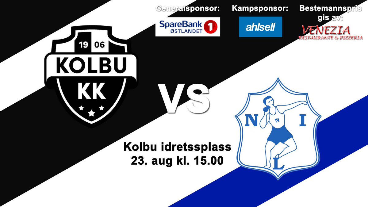 På lørdag er det ny hjemmekamp i 4. divisjon🤩 Vi møter serieleder Nybergsund IL Trysil⚽️ Avspark klokken 15.00 på Kolbu idrettsplass👍 Møt opp!🙌 Kampsponsor er Ahlsell😊