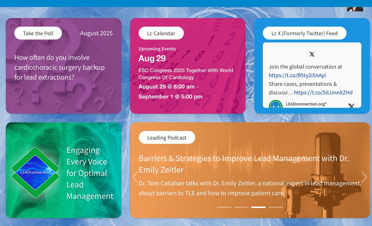 LEADconnection1's tweet image. 💬 Are you involved in CIED lead management? Join the global conversation at LEADconnection.org — where electrophysiologists, APPs, nurses, scientists, and industry experts connect, share, and grow. #CIED #LeadManagement #EPcommunity #MedTwitter