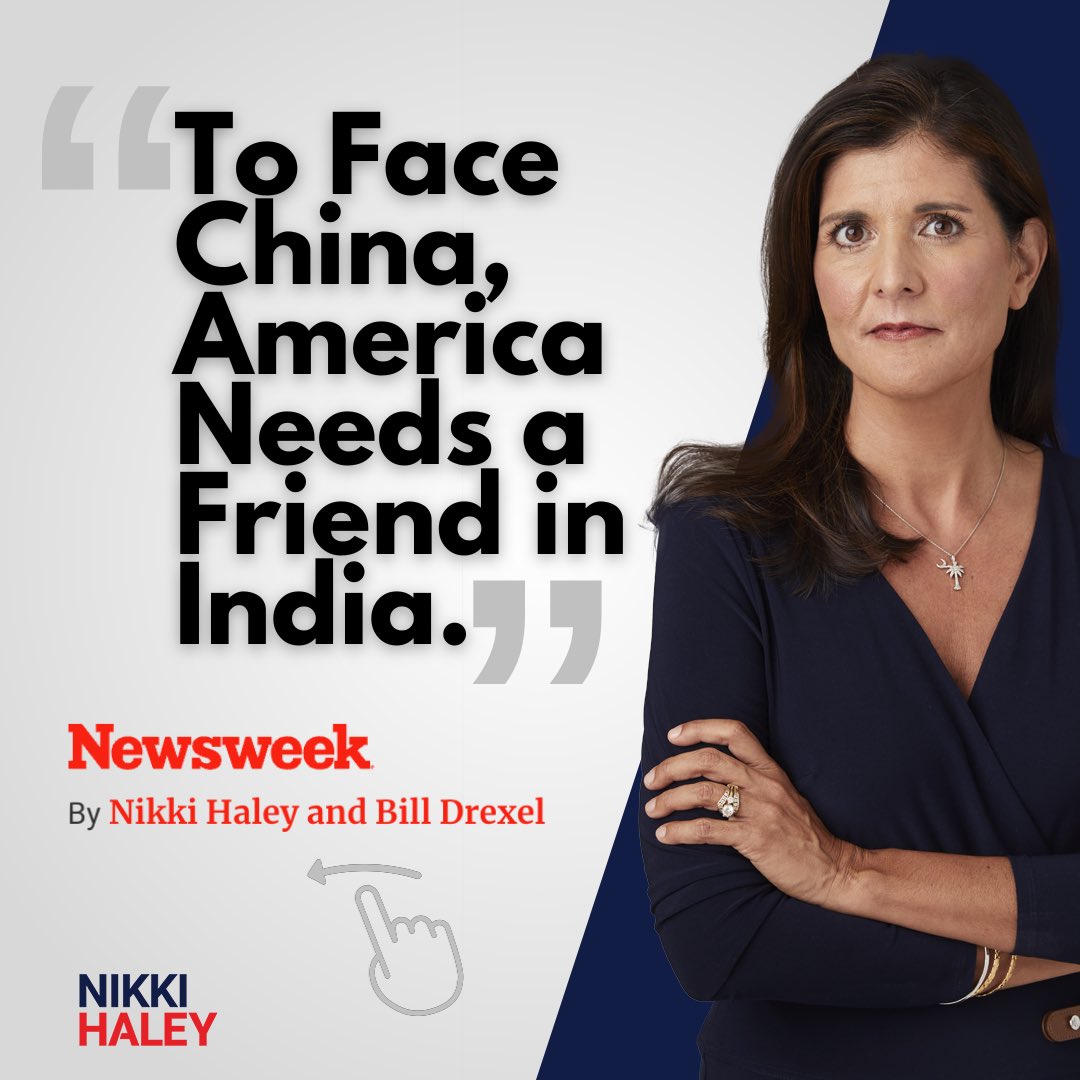 Nikki Haley (@nikkihaley) on Twitter photo My latest w/ my <a href="/HudsonInstitute/">Hudson Institute</a> colleague <a href="/bill_drexel/">Bill Drexel</a> for <a href="/Newsweek/">Newsweek</a>.
To Counter China, Rebuild U.S. - India Relationship, more here: newsweek.com/nikki-haley-tr… My latest w/ my <a href="/HudsonInstitute/">Hudson Institute</a> colleague <a href="/bill_drexel/">Bill Drexel</a> for <a href="/Newsweek/">Newsweek</a>.
To Counter China, Rebuild U.S. - India Relationship, more here: newsweek.com/nikki-haley-tr…