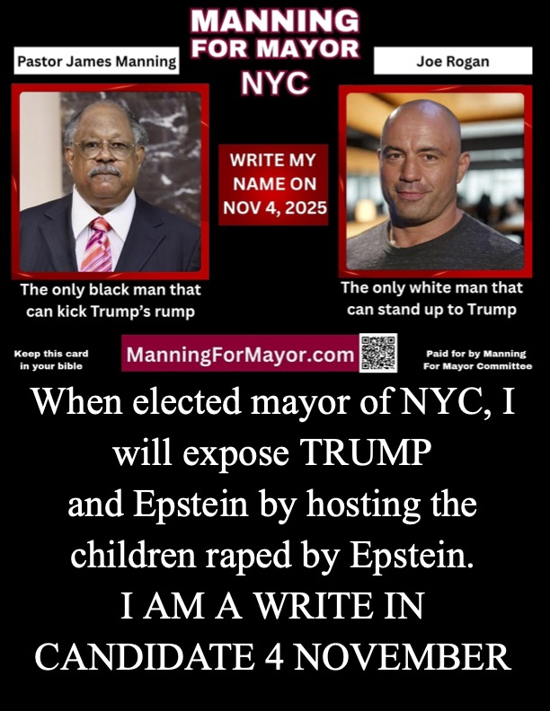 DrJamesDManning's tweet image. Mayor Manning Will Expose Trump And Epstein. #WriteInCandidate