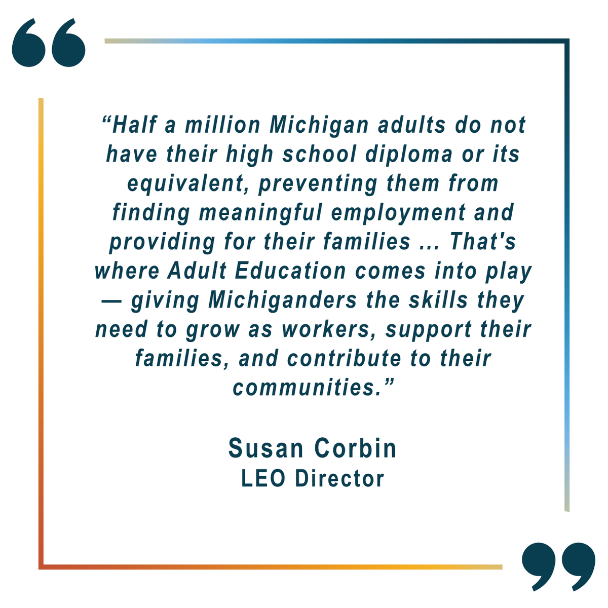 MichiganTalent's tweet image. .@MichiganLEO's Adult Education builds pipeline to good-paying jobs to support more than half a million Michiganders without high school diplomas learn the skills employers need.

📰 Read more at ow.ly/SsW650WIZjK.
#AdultEducation #LearnMore #EarnMore
