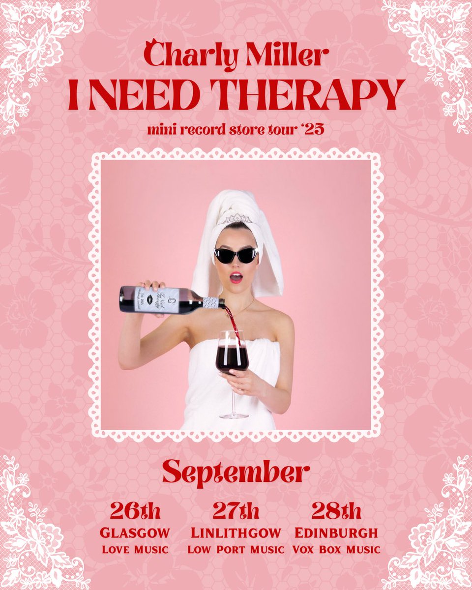 charlymilller's tweet photo. I’M GOING ON A MINI TOUR!!

Glasgow, Linlithgow and Edinburgh are you ready?? FREE GIG, ALL AGES WELCOME. I will be playing an acoustic set of my debut EP ‘I NEED THERAPY’ in independent recording stores around Scotland (yay!) CDs and other goodies will be available! https://t.co/S9aPDnuwqn