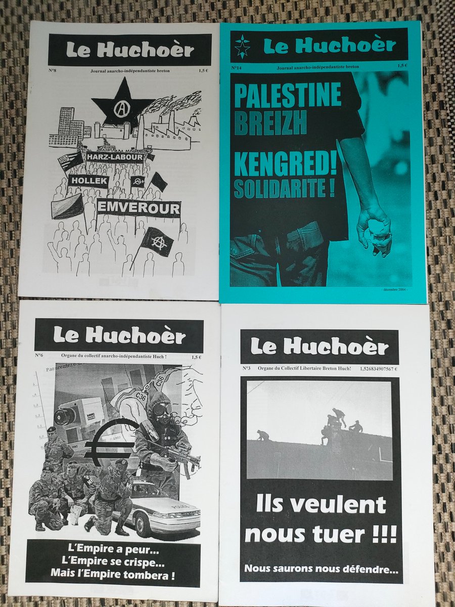 ➡️Publication : LE HUCHOER 
📷Format: revue du mouvement HUCH/CBIL
📷Positionnement: anarcho-indépendantisme
Contenus: en breton/gallo/Français,chroniques politiques,actualités libertaires,antifascisme, international,etc.. Parutions jusqu'en 2009 puis "Na doue na mestr"...