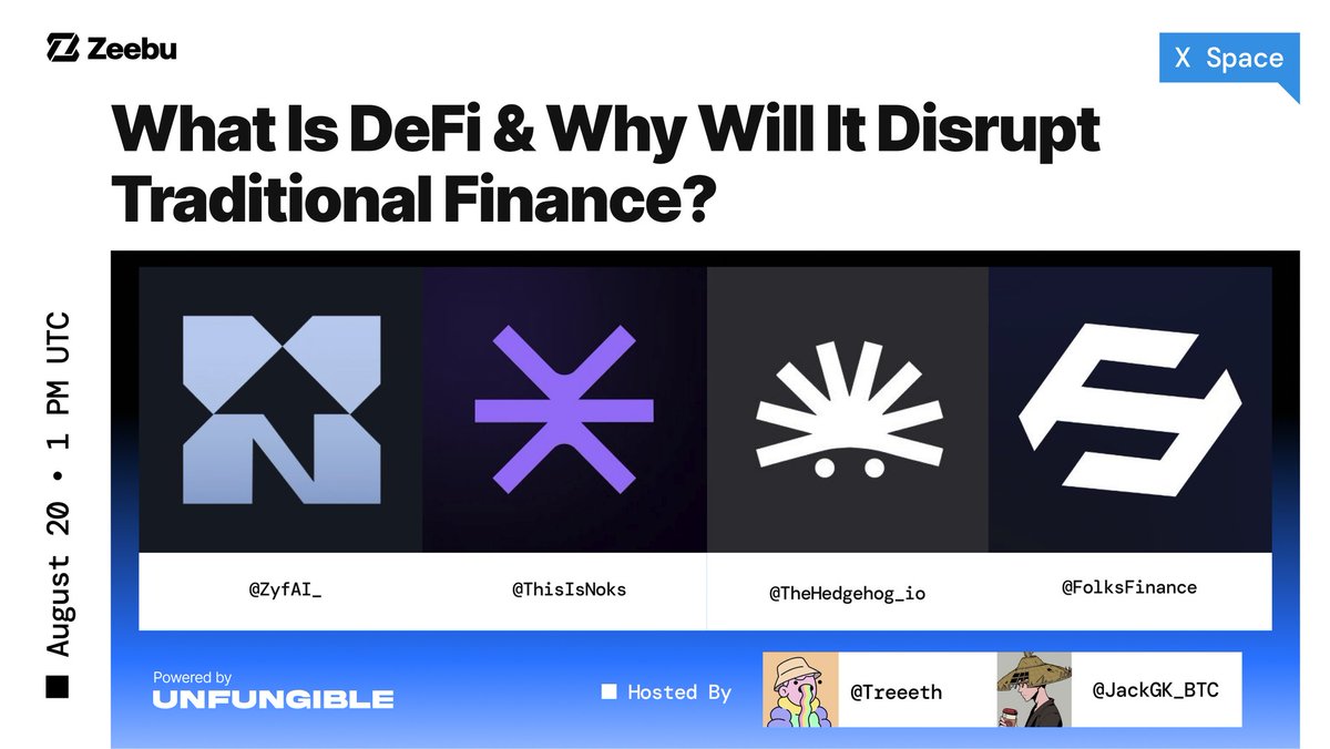For Those Who missed the space
I made a summary of the discussions earlier 

👇👇

Here's a summary:

The Twitter Space discussion, led by <a href="/zeebuofficial/">Zeebu</a>, explored Decentralized Finance (DeFi) and its potential to disrupt traditional finance. 

Some of the Key points includes: