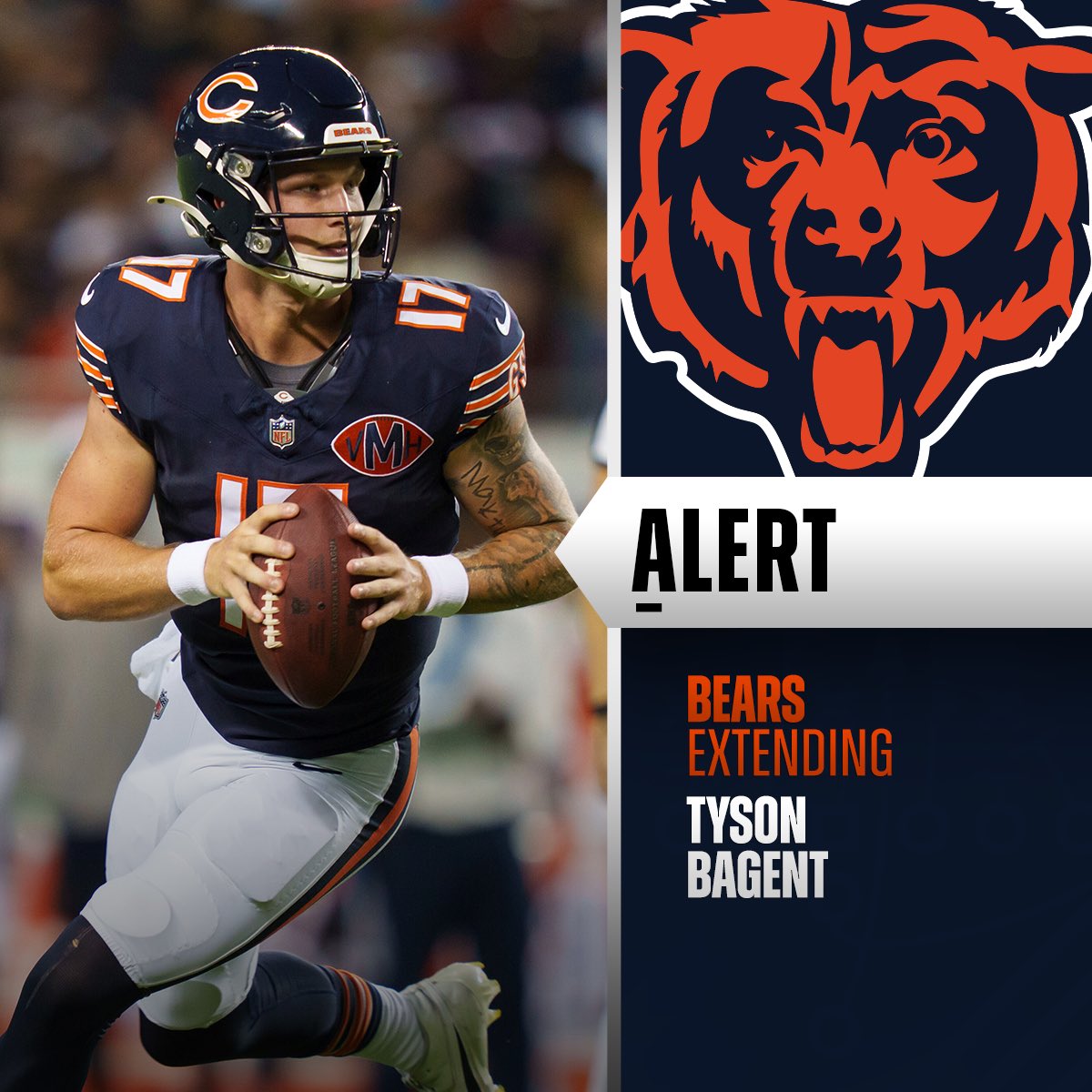 NFL (@nfl) on Twitter photo Bears signing QB Tyson Bagent to 2-year, $10M extension ($16M max). (via @rapsheet, @tompelissero, <a href="/MikeGarafolo/">Mike Garafolo</a>) Bears signing QB Tyson Bagent to 2-year, $10M extension ($16M max). (via @rapsheet, @tompelissero, <a href="/MikeGarafolo/">Mike Garafolo</a>)