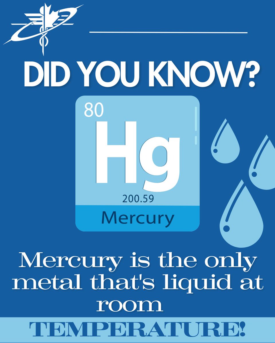 CaduceonLabs's tweet photo. Did you know? Mercury (aka quicksilver) is the only metal that's liquid at room temperature! 
#wellnesswednesday #caduceonlabs #mercury #Hg #elements #periodictable #mercuryinwater #educational #learnaboutmercury #science #inorganics #sciencefacts #labanalysis #testingservices https://t.co/J8qsm4vPqI