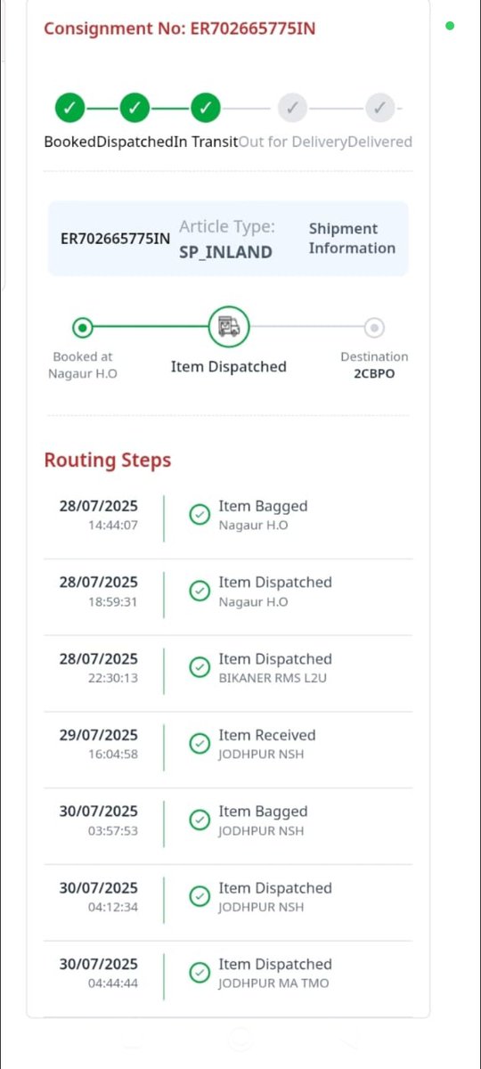Chashmish77's tweet photo. @JM_Scindia @IndiaPostOffice @sachinkishore70 Speed post booked on 28/07/2025 yet to be delivered to the address which has not been delivered on time article number ER702665775IN https://t.co/22hV5s1Ft2