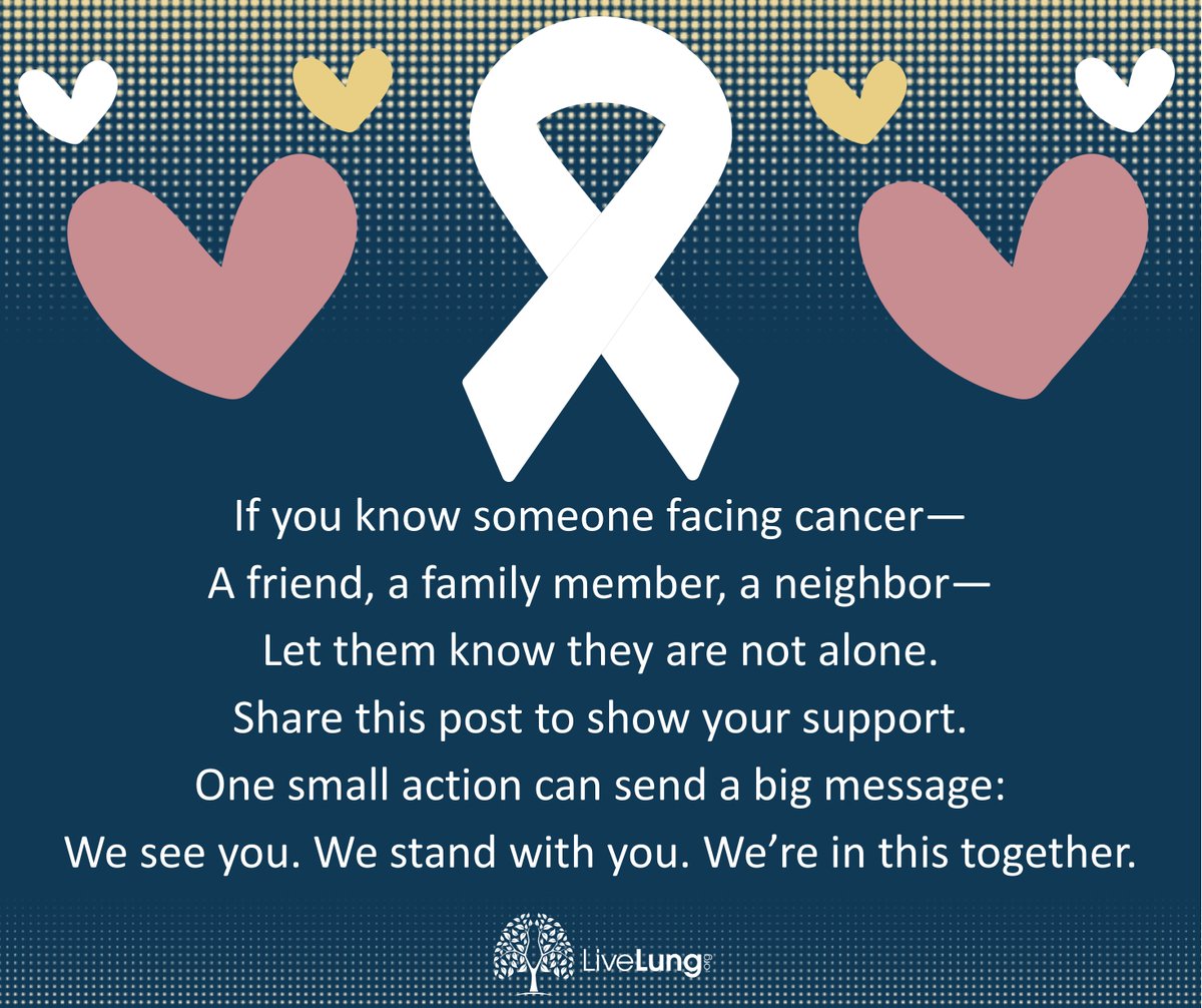 LiveLung1's tweet image. Know someone facing cancer?
Share this post to show them they’re not alone.

We see you. We stand with you. We’re in this together.

#LiveLung #CancerSupport #YouAreNotAlone #LungCancer #StrongerTogether