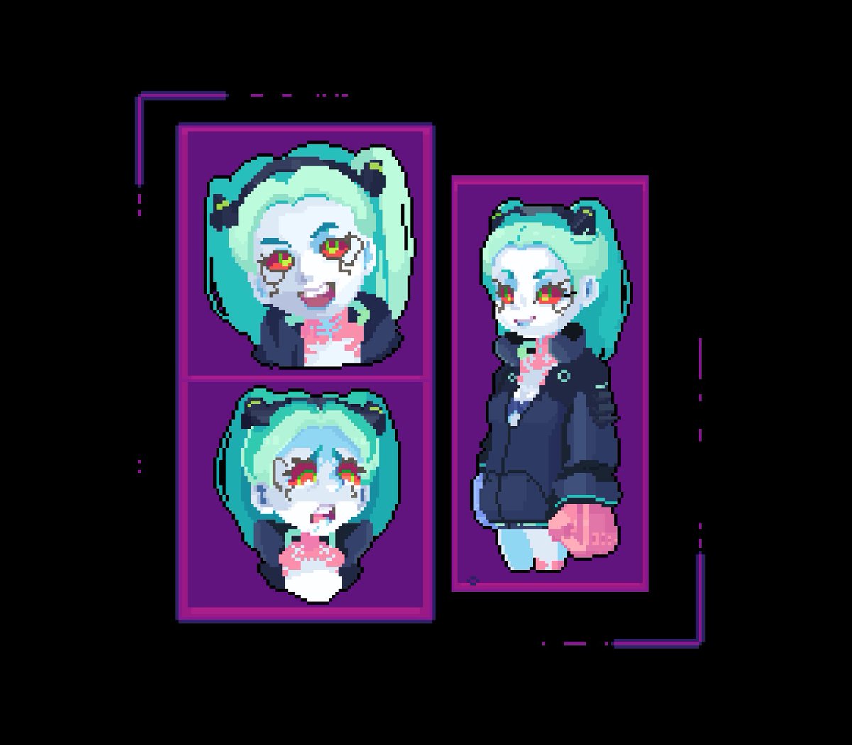 FEARprototype's tweet image. Pixel Rebecca from #CyberpunkEdgerunners 💥 small but dangerous. #PixelArt