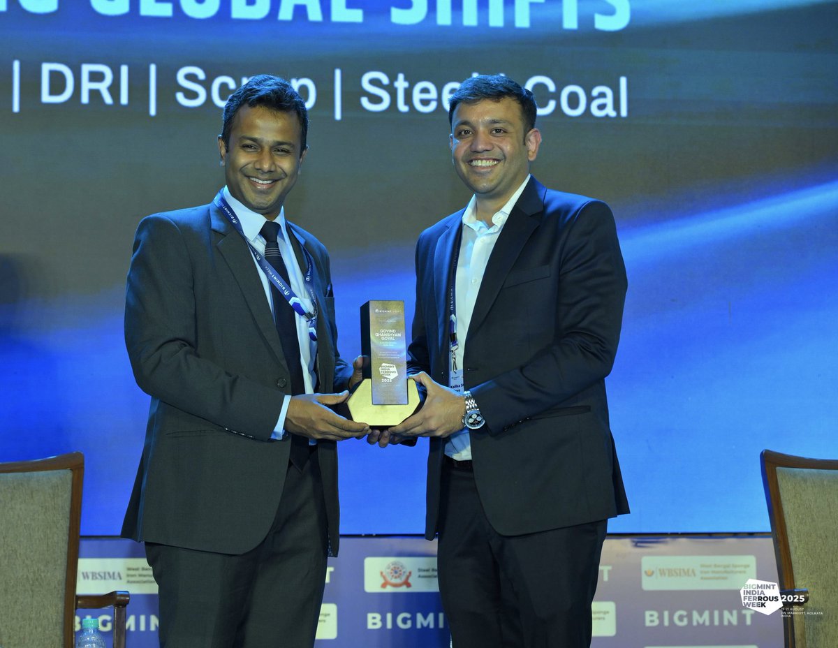 govindgoyal's tweet photo. Honoured to speak at Bigmint India Ferrous Week 2025 in Kolkata. Congratulations to Team Bigmint for a truly successful and insightful conference! 
#Bigmint #FerrousWeek2025 #SteelIndustry #Sustainability #Innovation https://t.co/6TStfnUXg8