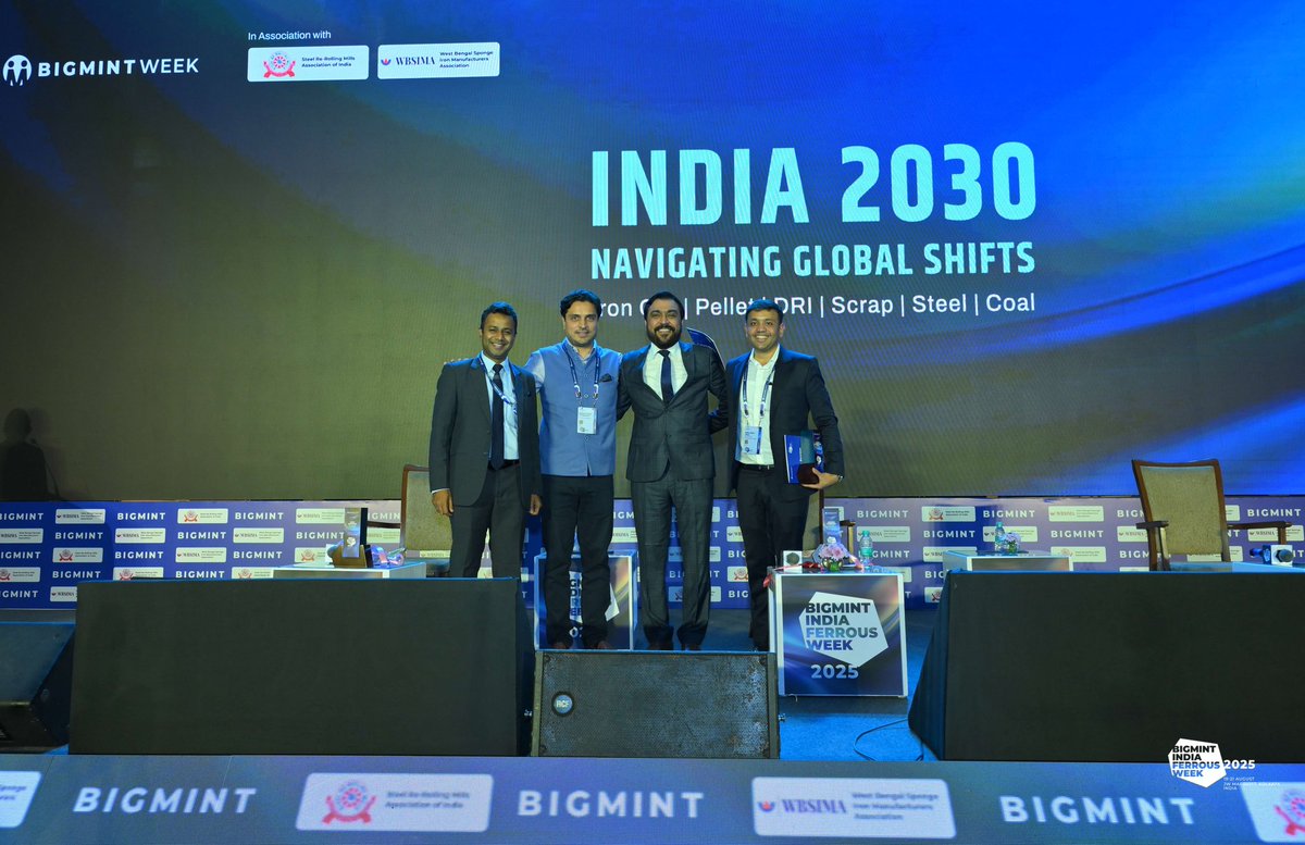 Honoured to speak at Bigmint India Ferrous Week 2025 in Kolkata. Congratulations to Team Bigmint for a truly successful and insightful conference! 
#Bigmint #FerrousWeek2025 #SteelIndustry #Sustainability #Innovation