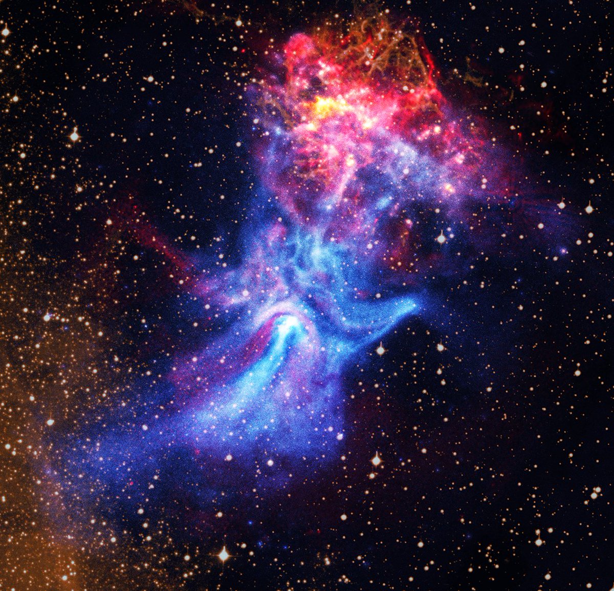 X-ray &amp; radio light go "hand in hand" in this new image of MSH 15-52. Nicknamed "the hand of god" in popular culture, new data are providing us with a fresh view of this exploded star, its environment, and its peculiar properties. More: s.si.edu/hand-in-hand 🤝