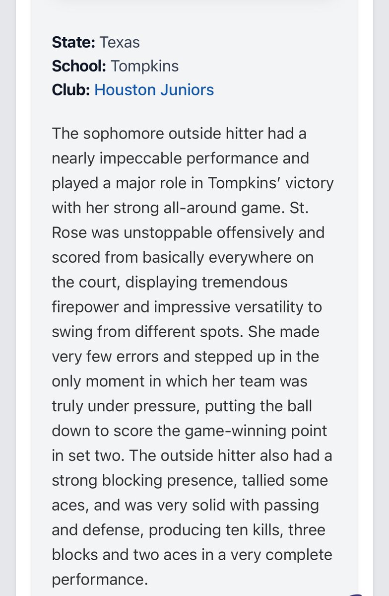 Thank you for the write up! <a href="/grtorres/">Guilherme Torres</a> <a href="/PDTexas/">Prep Dig Texas</a> <a href="/OTHSVolleyball/">Tompkins Volleyball</a> <a href="/houstonjuniors/">Houston Juniors</a>