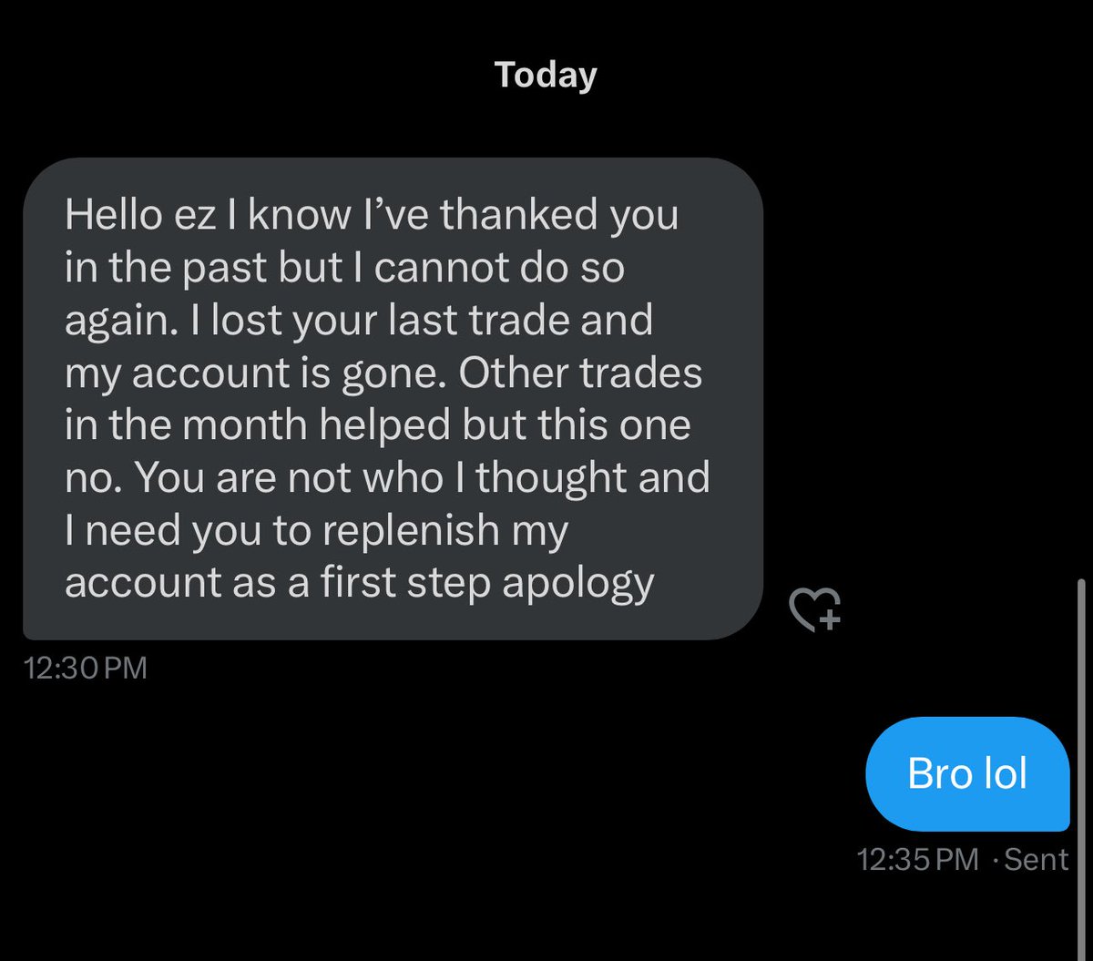EZcharts (@ezcharts_) on Twitter photo “Ez so nice to see you more active why aren’t you always posting this much” 
Loses 1 trade: “Ez so nice to see you more active why aren’t you always posting this much” 
Loses 1 trade: