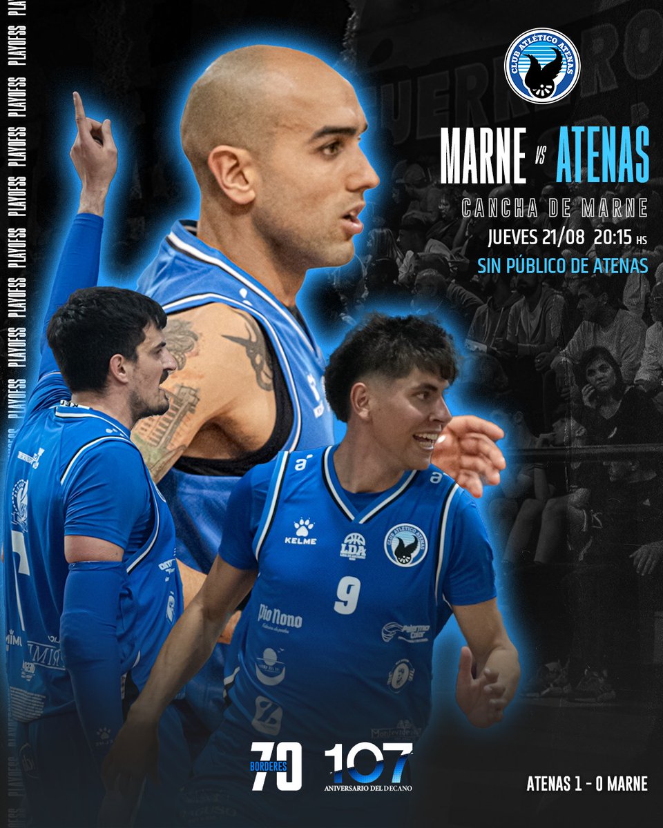 clubaatenas's tweet photo. 💙 ¡Seguimos firmes en los playoffs!

Este jueves 21/08 a las 20:15 hs Atenas visita a Marne 🏀

📍 Cancha de Marne
⚠️ Sin público de Atenas

🔥 Vamos con todo, Decano. ¡A dejarlo todo adentro de la cancha!

#Atenas #Playoffs #VolvióElDecano https://t.co/3Y2W7z7SZZ