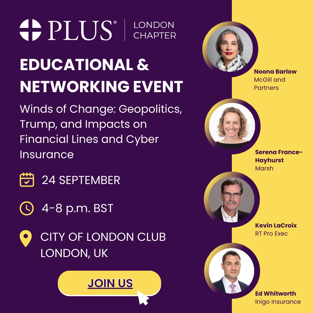 Join us in London for a panel on the Trump-era trade, tariffs, and enforcement policies. Explore corporate risk and insurance in a shifting tech landscape. Limited spots—register now! ✨
📅 24 September | 4-8 PM BST
📍City of London Club | London, UK
✅ plusweb.org/event/winds-of…