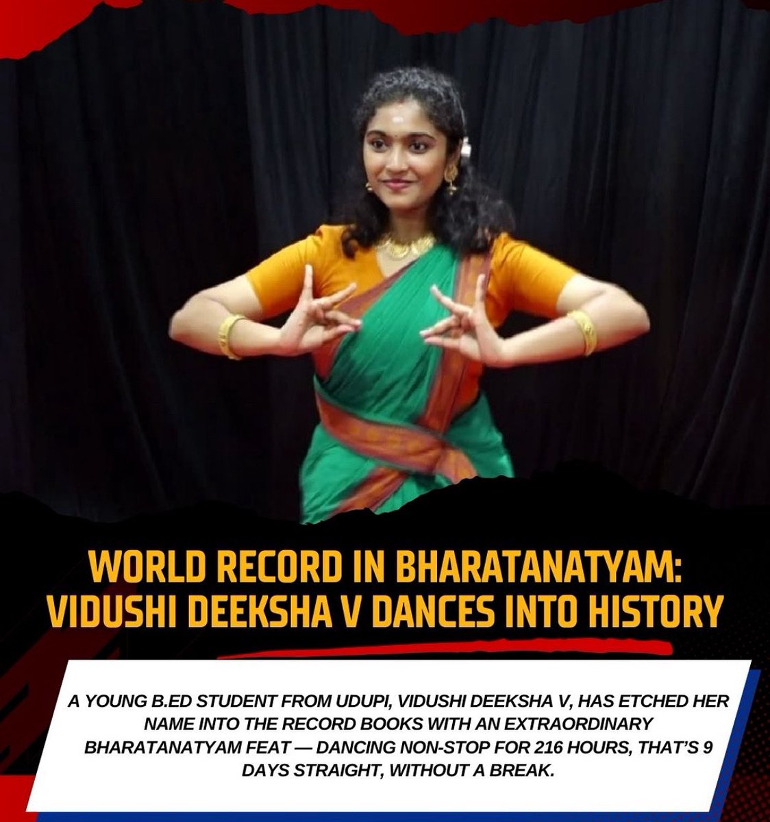 drnagalakshmi_c's tweet image. ಹೆಣ್ಣು ಮನಸ್ಸು ಮಾಡಿದರೆ ಏನನ್ನು ಬೇಕಾದರೂ ಸಾಧಿಸಬಹುದು ಎಂಬುದಕ್ಕೆ ಉಡುಪಿಯ ವಿದೂಷಿ ದೀಕ್ಷಾ ಅವರು ಸಾಕ್ಷಿಯಾಗಿ ನಿಂತಿದ್ದಾರೆ. ನಿರಂತರ 216 ಗಂಟೆಗಳ ಕಾಲ ಭರತನಾಟ್ಯ ಮಾಡಿ ವಿಶ್ವದಾಖಲೆ ನಿರ್ಮಿಸಿದ ದೀಕ್ಷಾ ಅವರಿಗೆ ಹಾರ್ದಿಕ ಅಭಿನಂದನೆಗಳು‌. ಅವರ ಸಾಧನೆ ಇತರರಿಗೂ ಮಾದರಿಯಾಗಲಿ.

#Inspiration #BreakingRecords #Bharatanatyam