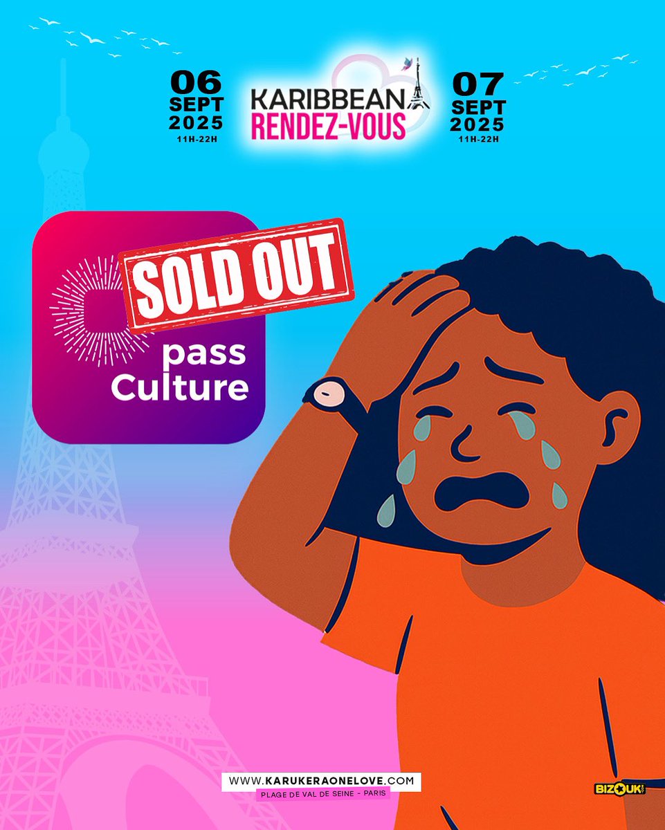 ❌ « PASS CULTURE » SOLD OUT
❌ « PASS CONFIANCE » SOLD OUT
⚠️ TICKETS TARIF 1 (100% SOLD OUT prolongation jusqu’à ce soir 00h)
⚠️ TICKETS VIP (98% SOLD OUT)

🔗 Derniers tickets sur >> linktr.ee/karukeraonelove

A Samedi ☀️
