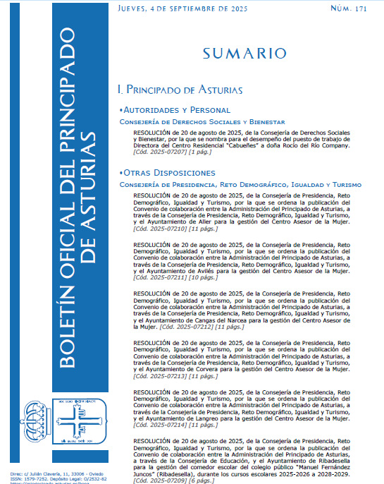 #sumarioBOPA número 171, 04/09/2025 run.gob.es/dnt13b2f #BOPA #Asturias