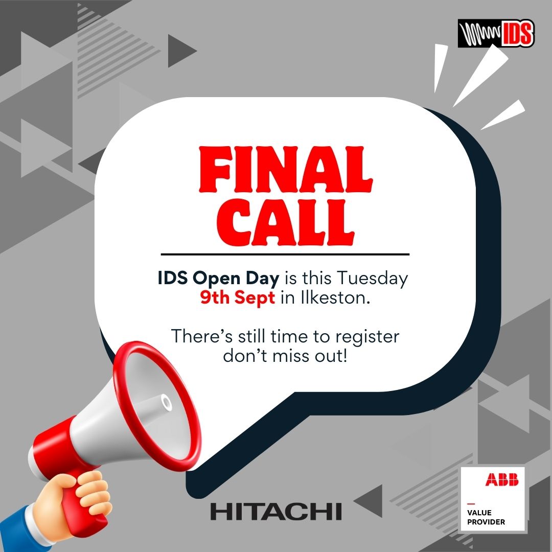 InverterDrives's tweet image. ⏳ Final call!
 IDS Open Day is this Tuesday – 9th Sept in Ilkeston
See the Hitachi Grid Roadshow, get hands-on with the latest drive tech, and network over lunch.
There’s still time to register – don’t miss out!
 🎟️ inverterdrivesystems.com/open-day-energ… 
 #EnergyEfficiency  #EngineeringEvents