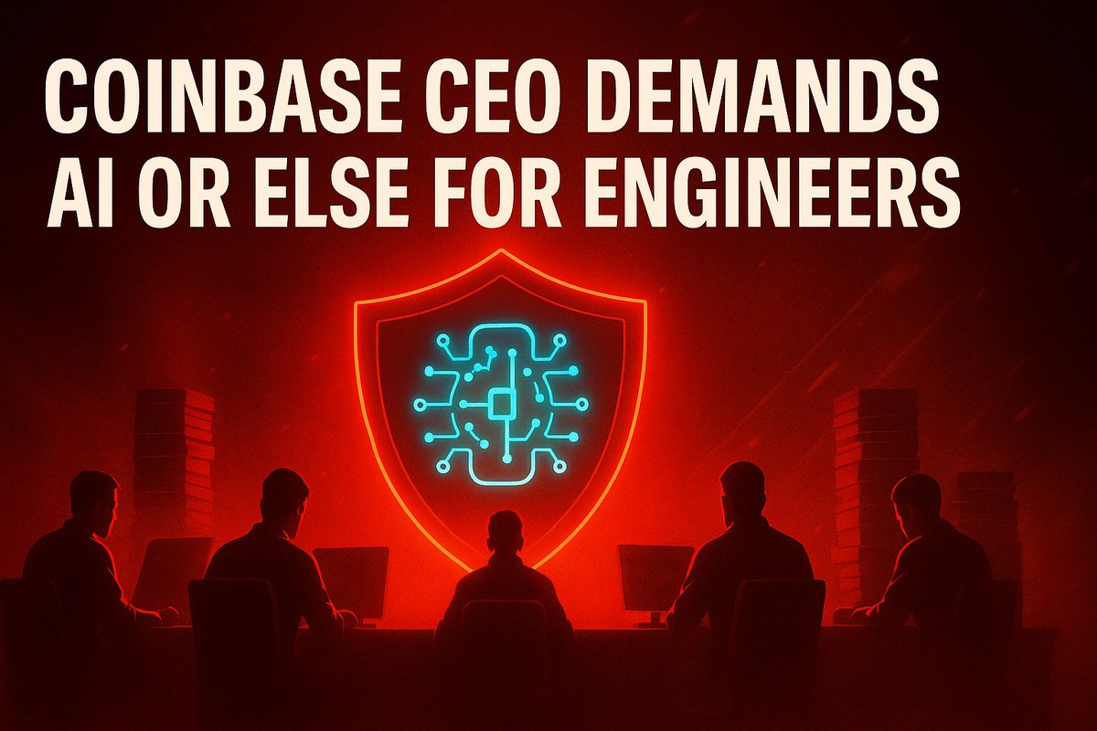 COINBASE CEO DEMANDS AI OR ELSE FOR ENGINEERS Coinbase CEO Brian Armstrong  mandated all engineers to onboard AI coding assistants such as GitHub  Copilot and Cursor within one week, or attend a