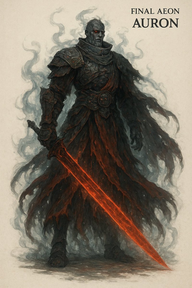 entpnerd's tweet image. What might Yuna’s final aeon have looked like if Auron had become a fayth? A bit of a Sauron vibe with this one. Credit to @ChatGPTapp for the pic. #FinalFantasyX