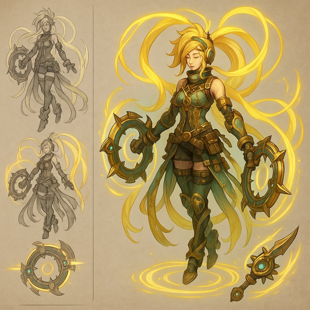 entpnerd's tweet image. What might Yuna’s final aeon have looked like if Rikku had become a fayth? Has a bit of a Loki meets Mortal Kombat vibe IMO. Credit to @ChatGPTapp for the pic. #FinalFantasyX