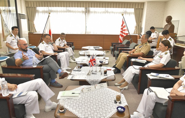 jmsdf_msc's tweet image. On September 2nd, 2025, Prof. Alessio Patalano, Royal Kings College London, visited MCSC and met VADM Ishimaki, affirming the importance of cooperation between our nations, which demonstrates the UK’s commitment in the Indo-Pacific region via its CSG&apos;s Japan visit.