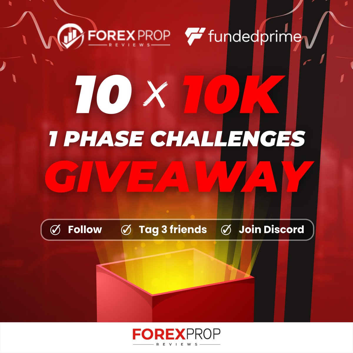 🚨 $100K GIVEAWAY 🚨

We have teamed up with <a href="/FundedPrime/">Funded Prime</a> to give 10 traders the chance to win a $10K Challenge! 💰

How to enter:
✅ Follow @fundedprime + <a href="/fxpropreviews/">Forex Prop Reviews</a>
✅ Tag 3 friends
✅ Join their Discord 👉 discord.com/invite/M98fEVT…

Winners announced Sept 15! Don’t miss out!