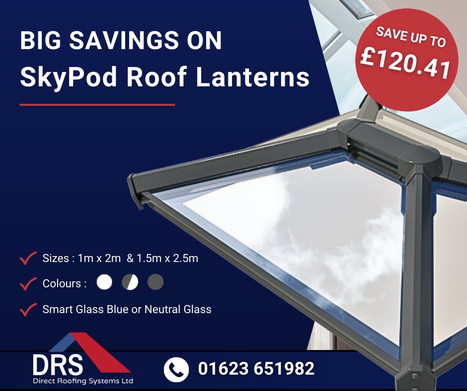 Need a reliable, great-looking #rooflantern that’s easy to install and built to perform? #SkyPod delivers sleek design and excellent thermal efficiency.

We've extended our offer for a limited period - don't miss out call 01623 651982