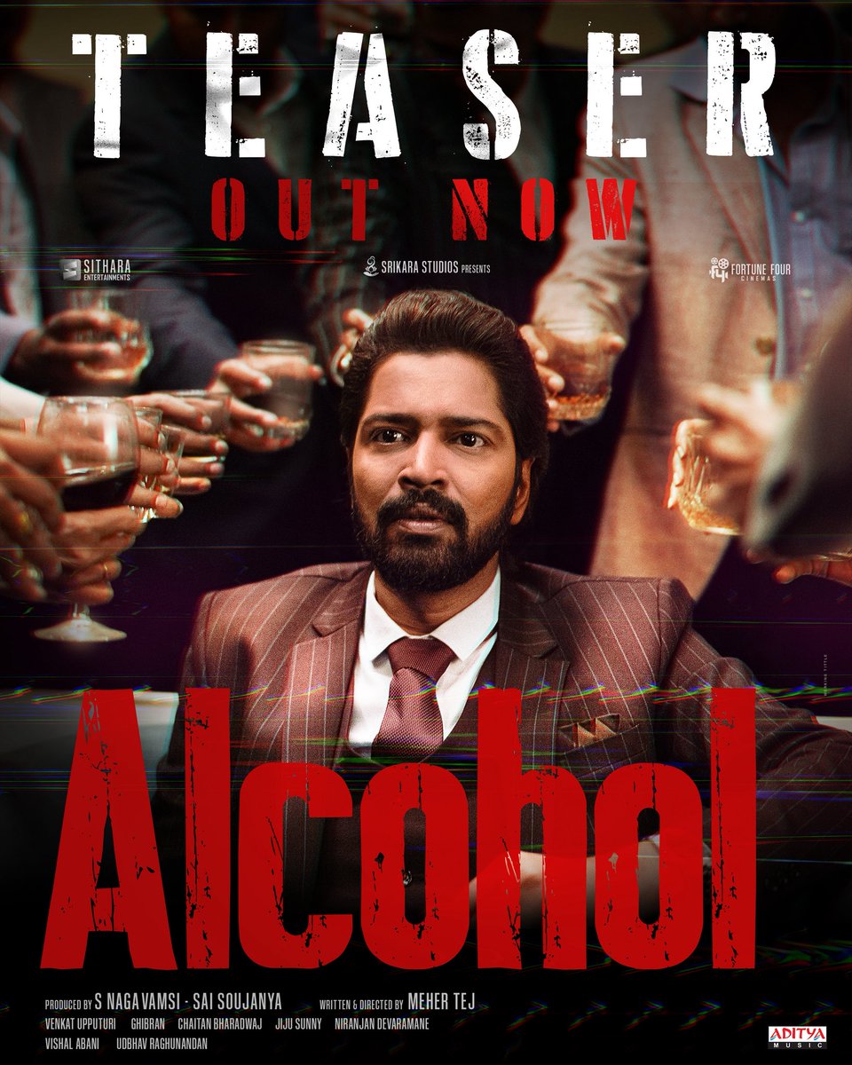 #Alcohol Teaser is out now 💥
— youtu.be/YQQBkmDJQd0

Releasing worldwide on 1st Jan 2026! 🍾

<a href="/allarinaresh/">Allari Naresh</a> <a href="/iRuhaniSharma/">Ruhani Sharma</a> <a href="/JustNiharikaNm/">Niharika Nm</a> <a href="/mehertej2/">mehertej</a> <a href="/vamsi84/">Naga Vamsi</a> <a href="/chaitanmusic/">Chaitan Bharadwaj</a> <a href="/GhibranVaibodha/">Ghibran Vaibodha</a> <a href="/jsp2086/">JijuSunny</a> <a href="/itsudbhav/">Udbhav Raghu</a> <a href="/Venkatupputuri/">venkat upputuri</a> <a href="/SitharaEnts/">Sithara Entertainments</a> <a href="/Fortune4Cinemas/">Fortune Four Cinemas</a> @AdityaMusic