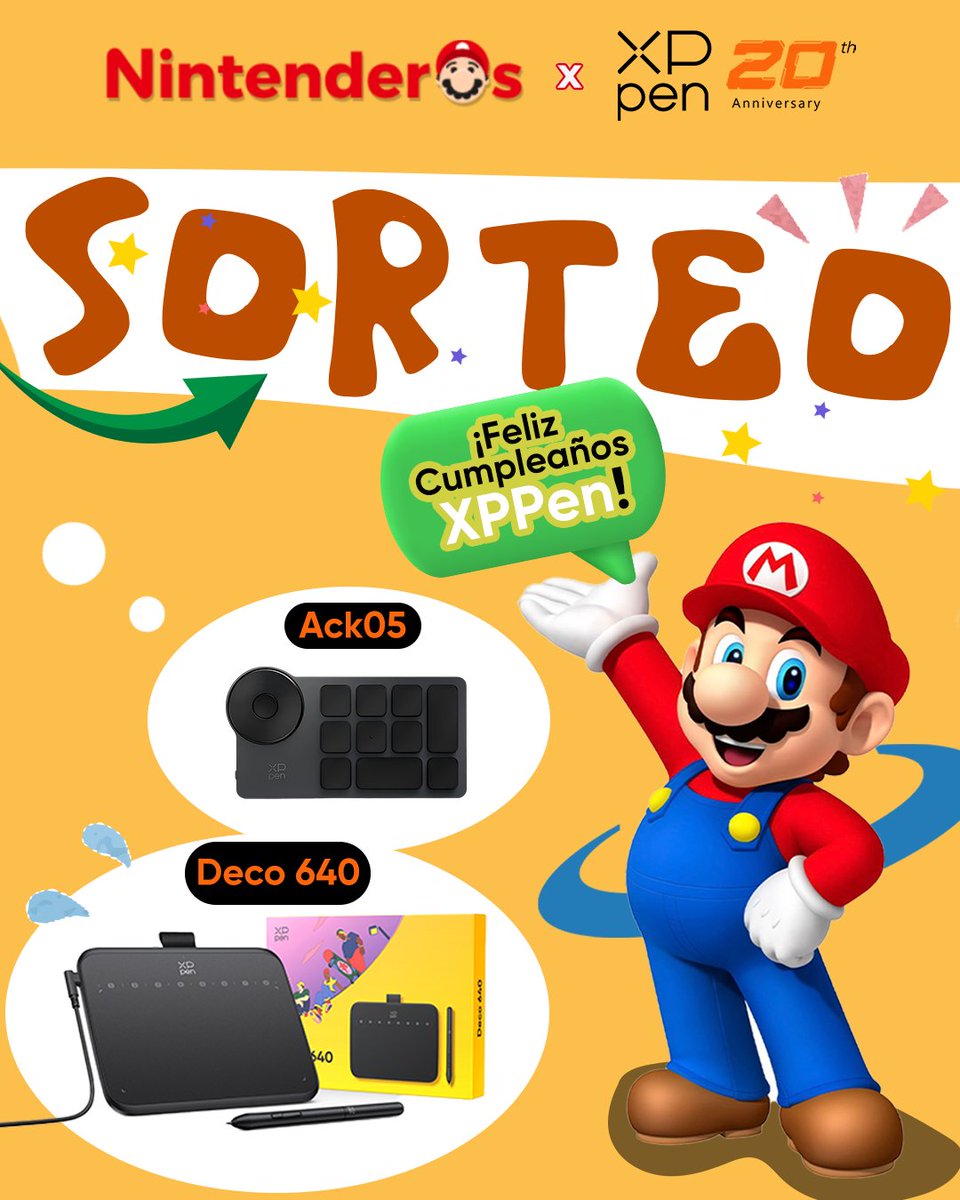 🦊🤣¡Sorteo 20º aniversario!
<a href="/XPPen_Spain/">XPPen España</a> y <a href="/Nintenderos/">Nintenderos</a> regalan 10 tablets Deco 640 y 10 mini-teclados ACK05.

🧡Para participar:
✅Sigue nuestras cuentas <a href="/Nintenderos/">Nintenderos</a> y <a href="/XPPen_Spain/">XPPen España</a> 
✅RT

👋Hasta el 25/09.

#xppenes #xppen20 #nintenderos #xppengiveaway