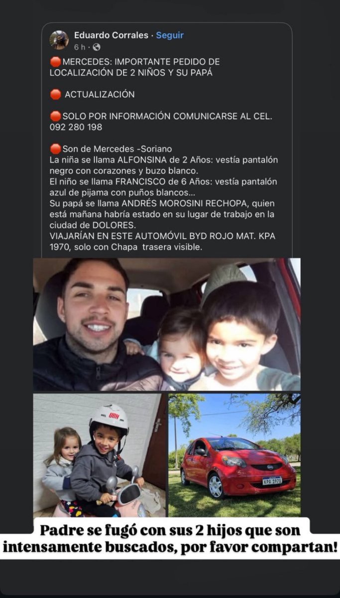 Alfonsina tiene 2 años y Francisco 6 años. Hay que encontrarlos pronto.
Están en peligro.