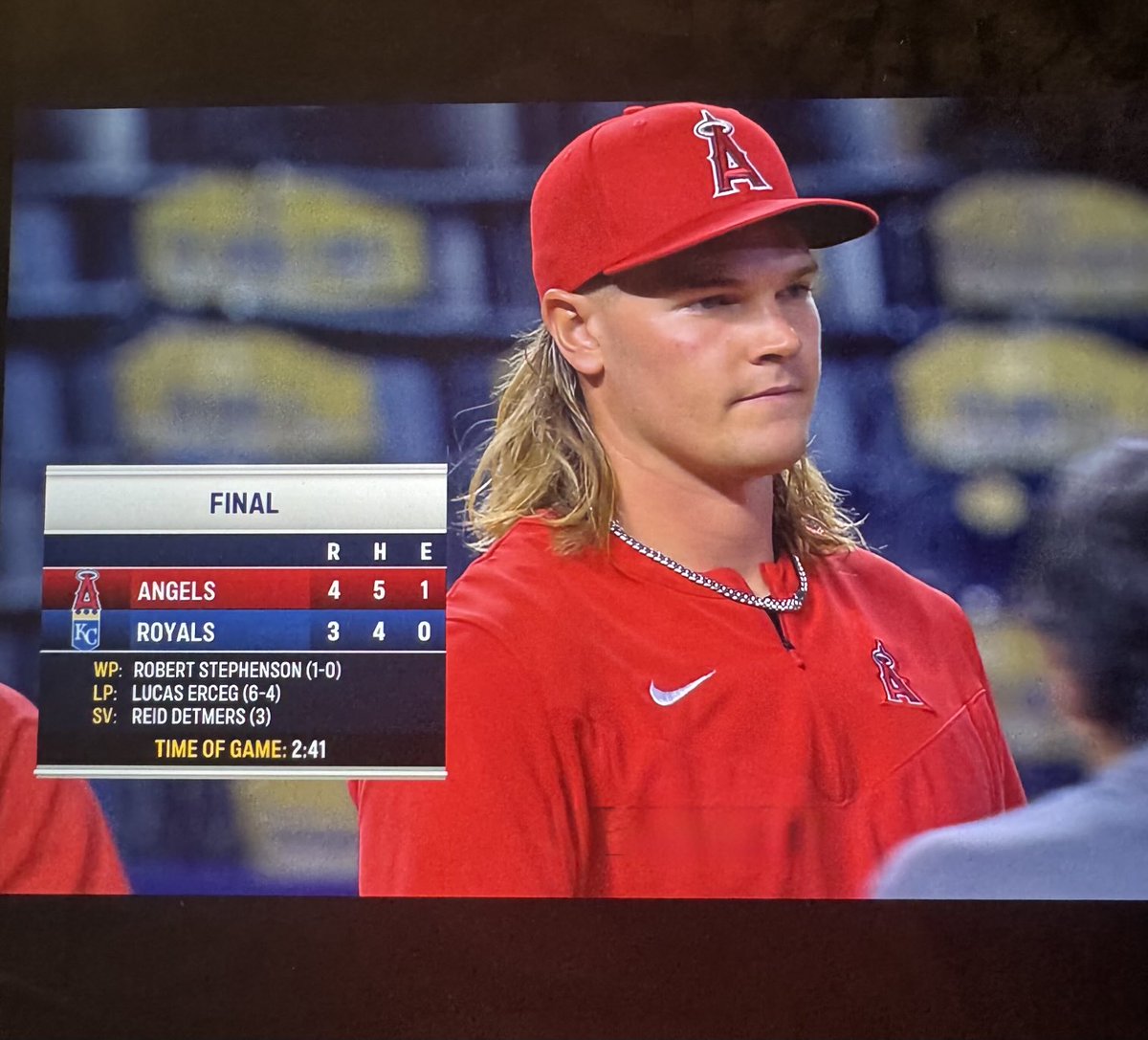 DBPHRC's tweet image. 5 IP 2 H 1 ER 4K’s. Great Job tonight in KC by Caden Dana, Angels win 4/3!
